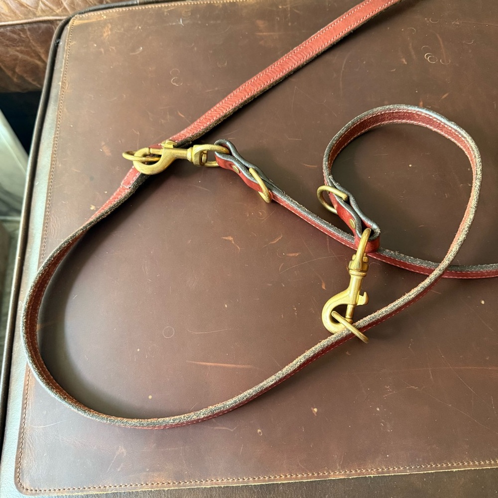 Mendota Pet Multi-Way Premium Leather Dog Leash with Brass Clips